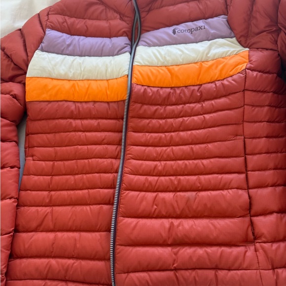 Cotopaxi Womens Fuego Down Jacket - Cayenne Stripes Sz XS - Picture 2 of 10